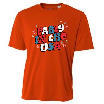 Party In The Usa Retro Patriotic Distressed Gift Cooling Performance Crew T-Shirt