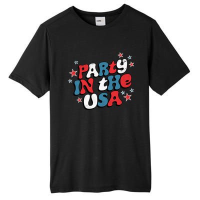 Party In The Usa Retro Patriotic Distressed Gift Tall Fusion ChromaSoft Performance T-Shirt