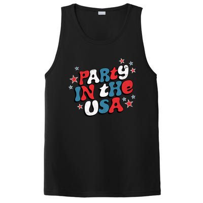 Party In The Usa Retro Patriotic Distressed Gift PosiCharge Competitor Tank