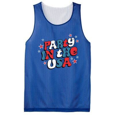 Party In The Usa Retro Patriotic Distressed Gift Mesh Reversible Basketball Jersey Tank