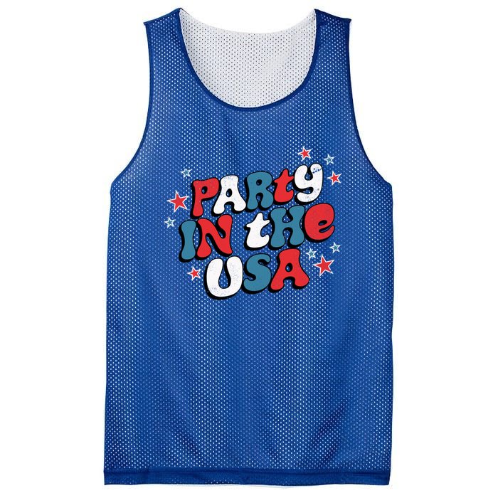 Party In The Usa Retro Patriotic Distressed Gift Mesh Reversible Basketball Jersey Tank