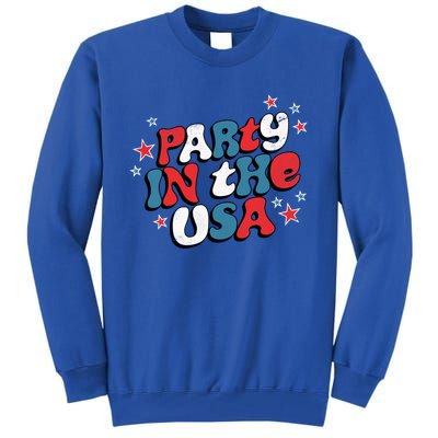 Party In The Usa Retro Patriotic Distressed Gift Tall Sweatshirt