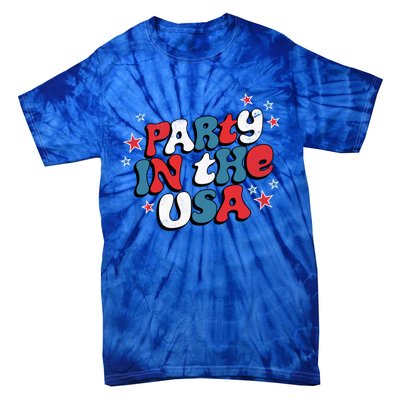 Party In The Usa Retro Patriotic Distressed Gift Tie-Dye T-Shirt