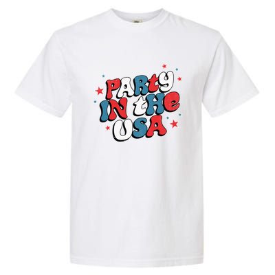 Party In The Usa Retro Patriotic Distressed Gift Garment-Dyed Heavyweight T-Shirt