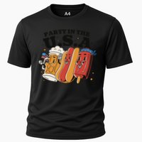 Party In The USA Hot Dog And Beer Funny Cooling Performance Crew T-Shirt