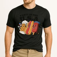 Party In The USA Hot Dog And Beer Funny Cooling Performance Crew T-Shirt