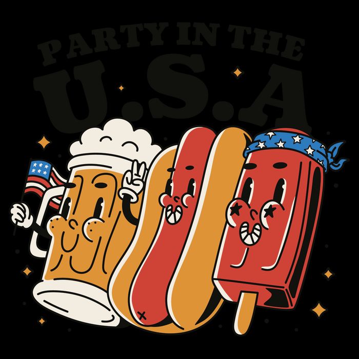 Party In The USA Hot Dog And Beer Funny Cooling Performance Crew T-Shirt