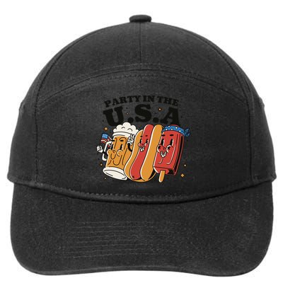 Party In The USA Hot Dog And Beer Funny 7-Panel Snapback Hat