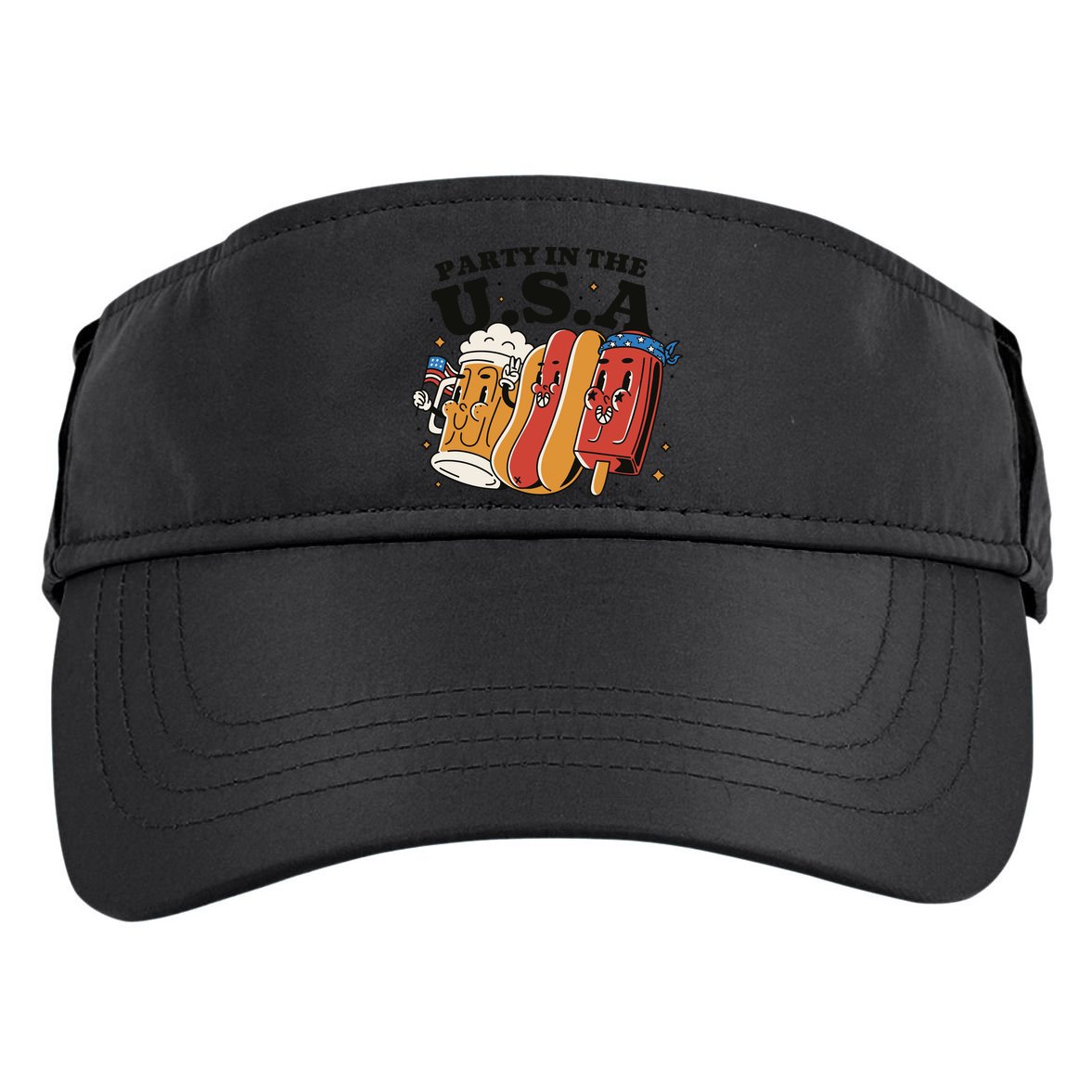 Party In The USA Hot Dog And Beer Funny Adult Drive Performance Visor