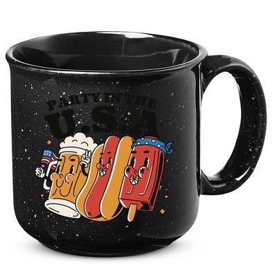 Party In The USA Hot Dog And Beer Funny 15oz Campfire Ceramic Mug
