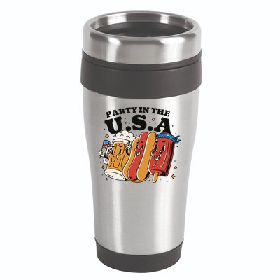 Party In The USA Hot Dog And Beer Funny 16oz Travel Tumbler