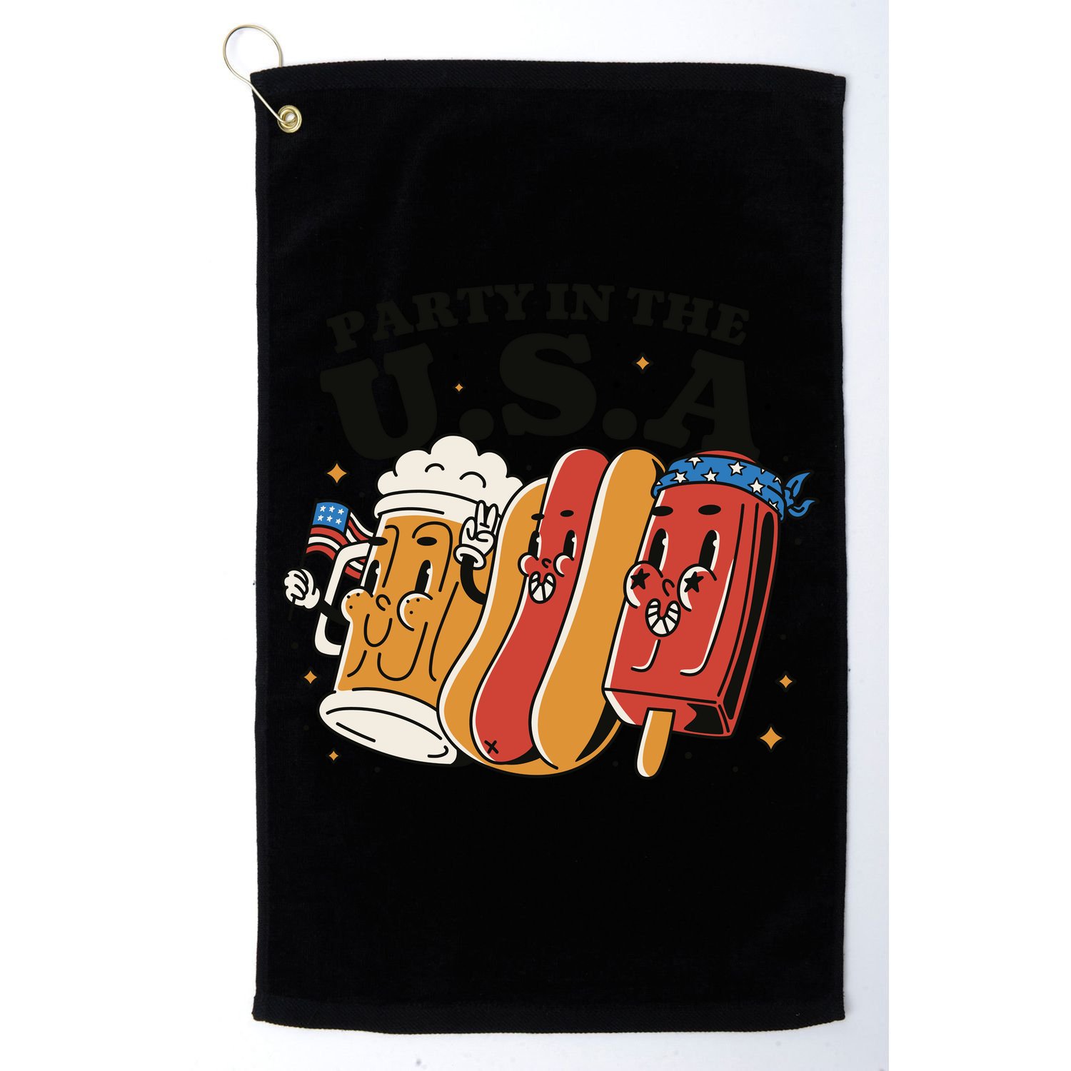 Party In The USA Hot Dog And Beer Funny Golf Towel