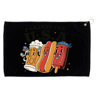 Party In The USA Hot Dog And Beer Funny Grommeted Golf Towel