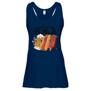 Party In The USA Hot Dog And Beer Funny Ladies Essential Flowy Tank