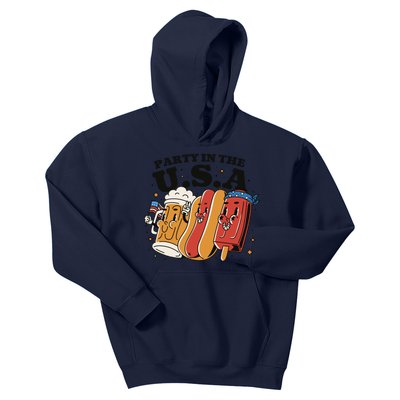 Party In The USA Hot Dog And Beer Funny Kids Hoodie