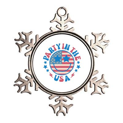 Party In The Usa 4th Of July Preppy Smile Metallic Star Ornament