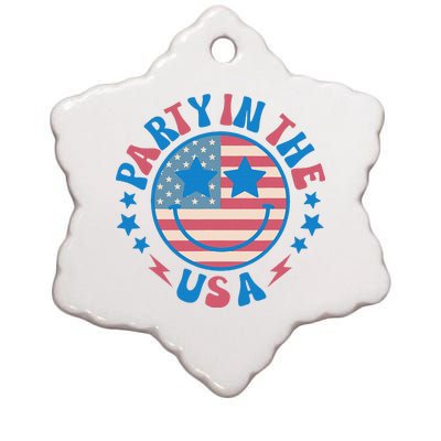 Party In The Usa 4th Of July Preppy Smile Ceramic Star Ornament