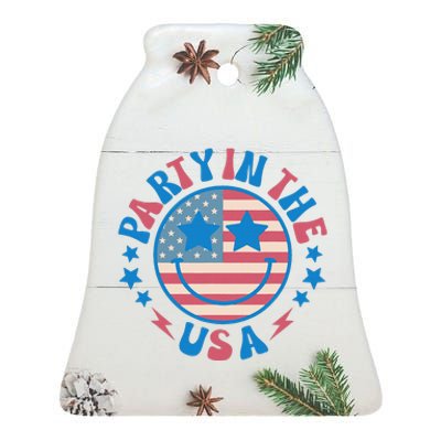 Party In The Usa 4th Of July Preppy Smile Ceramic Bell Ornament