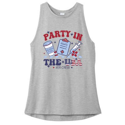 Party In The Usa Er Crew Nurse Ladies PosiCharge Tri-Blend Wicking Tank