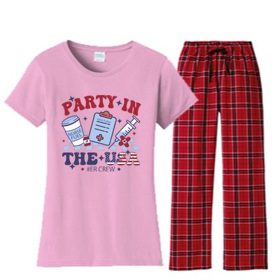 Party In The Usa Er Crew Nurse Women's Flannel Pajama Set