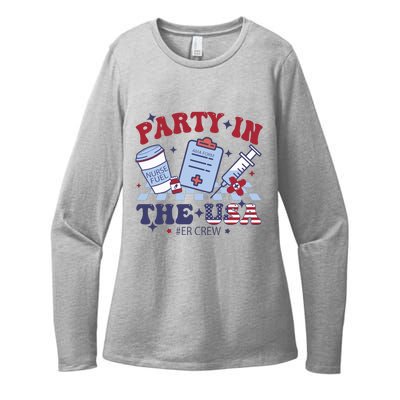 Party In The Usa Er Crew Nurse Womens CVC Long Sleeve Shirt