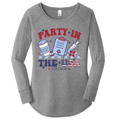 Party In The Usa Er Crew Nurse Women's Perfect Tri Tunic Long Sleeve Shirt