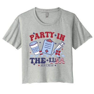 Party In The Usa Er Crew Nurse Women's Crop Top Tee