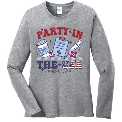 Party In The Usa Er Crew Nurse Ladies Long Sleeve Shirt