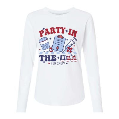 Party In The Usa Er Crew Nurse Womens Cotton Relaxed Long Sleeve T-Shirt