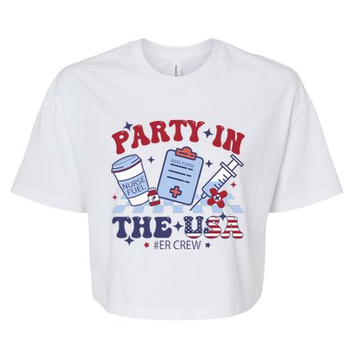 Party In The Usa Er Crew Nurse Bella+Canvas Jersey Crop Tee