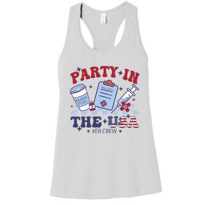 Party In The Usa Er Crew Nurse Women's Racerback Tank