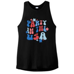 Party In The USA American Flag 4th Of July  Ladies PosiCharge Tri-Blend Wicking Tank