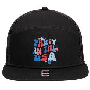 Party In The USA American Flag 4th Of July  7 Panel Mesh Trucker Snapback Hat