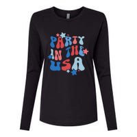 Party In The USA American Flag 4th Of July  Womens Cotton Relaxed Long Sleeve T-Shirt