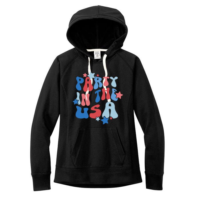 Party In The USA American Flag 4th Of July  Women's Fleece Hoodie