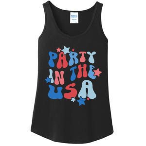 Party In The USA American Flag 4th Of July  Ladies Essential Tank