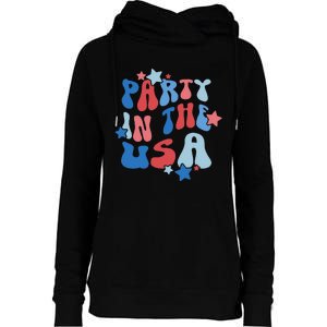 Party In The USA American Flag 4th Of July  Womens Funnel Neck Pullover Hood