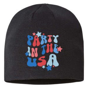 Party In The USA American Flag 4th Of July  Sustainable Beanie