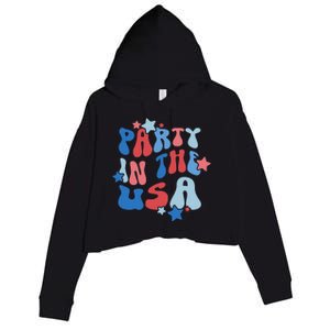 Party In The USA American Flag 4th Of July  Crop Fleece Hoodie