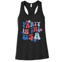 Party In The USA American Flag 4th Of July  Women's Racerback Tank