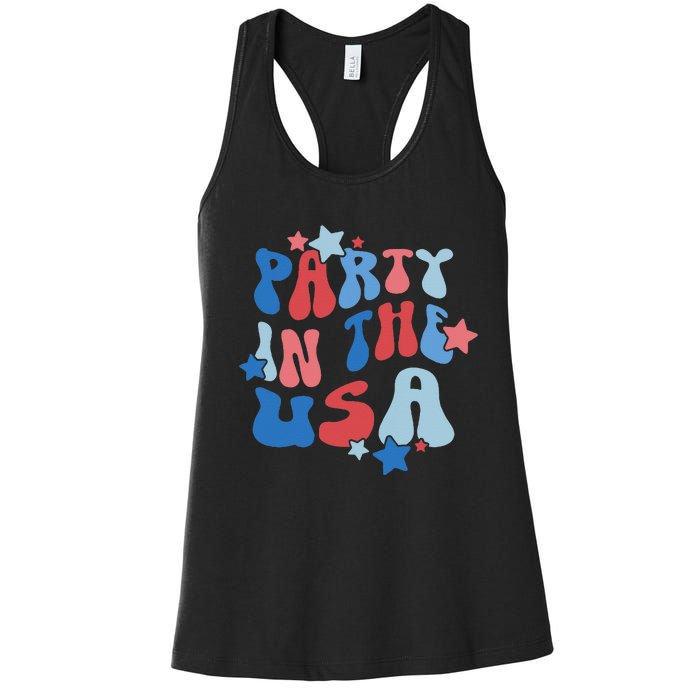 Party In The USA American Flag 4th Of July  Women's Racerback Tank