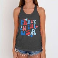 Party In The USA American Flag 4th Of July  Women's Knotted Racerback Tank