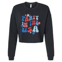 Party In The USA American Flag 4th Of July  Cropped Pullover Crew