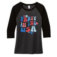 Party In The USA American Flag 4th Of July  Women's Tri-Blend 3/4-Sleeve Raglan Shirt