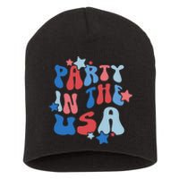 Party In The USA American Flag 4th Of July  Short Acrylic Beanie