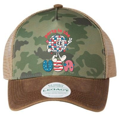 Party In The USA Retro 4th Of July Groovy Patriotic Fourth Of July Legacy Tie Dye Trucker Hat