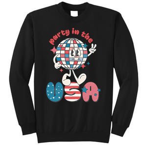 Party In The USA Retro 4th Of July Groovy Patriotic Fourth Of July Sweatshirt