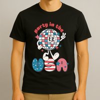 Party In The USA Retro 4th Of July Groovy Patriotic Fourth Of July T-Shirt