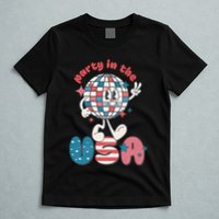 Party In The USA Retro 4th Of July Groovy Patriotic Fourth Of July T-Shirt