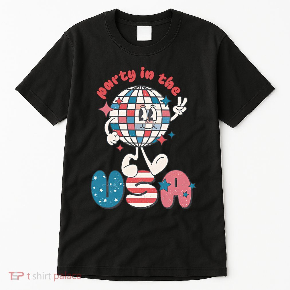 Party In The USA Retro 4th Of July Groovy Patriotic Fourth Of July Tall T-Shirt